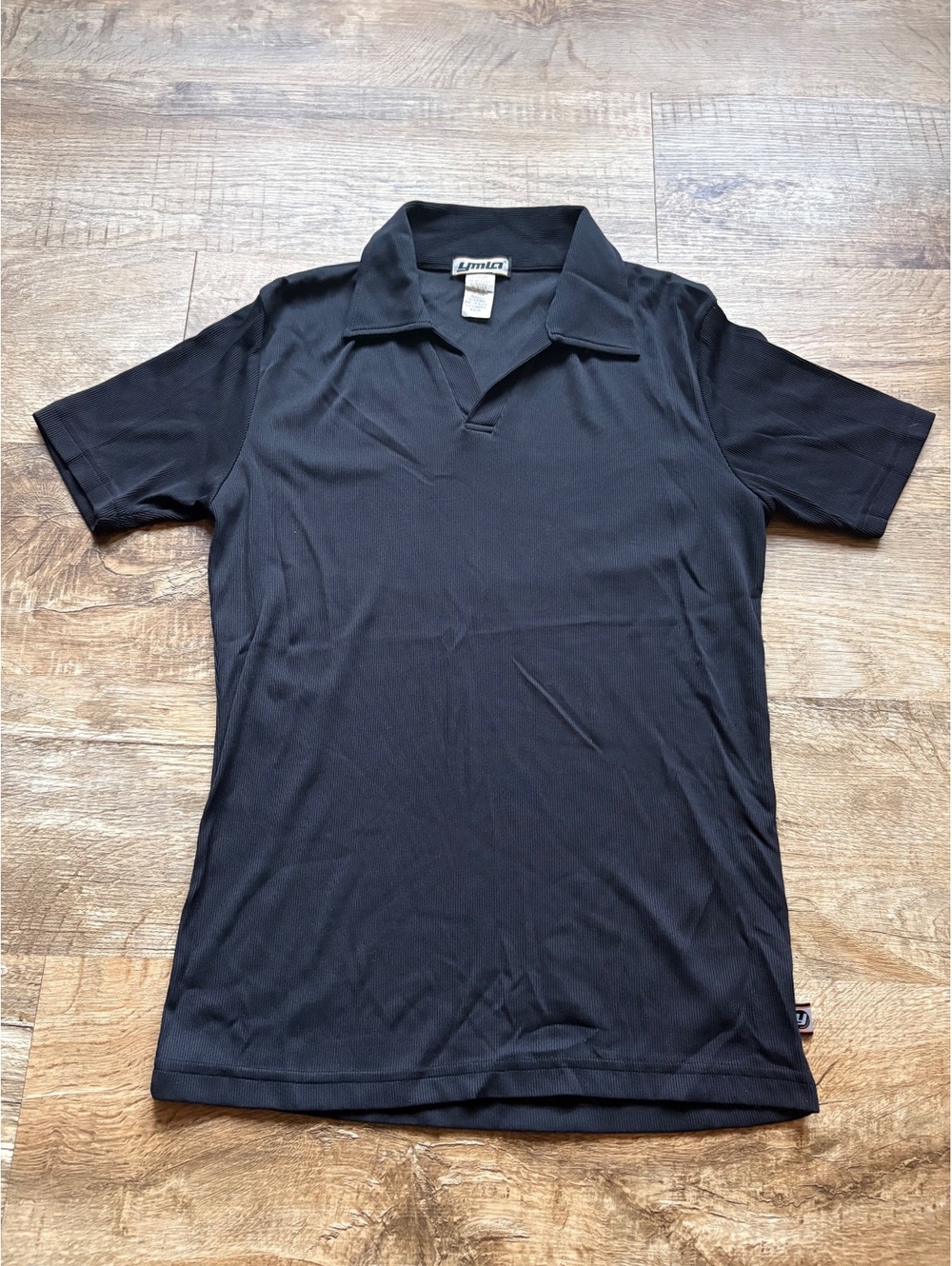 Vintage YMLA Men's Black Short Sleeve Polo Shirt Medium
